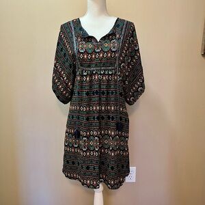 Ya Los Angeles Geometric Pattern Boho Dress Size Large
